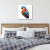 gloeiende papegaai canvas afdruk (Insitu (Slaapkamer))