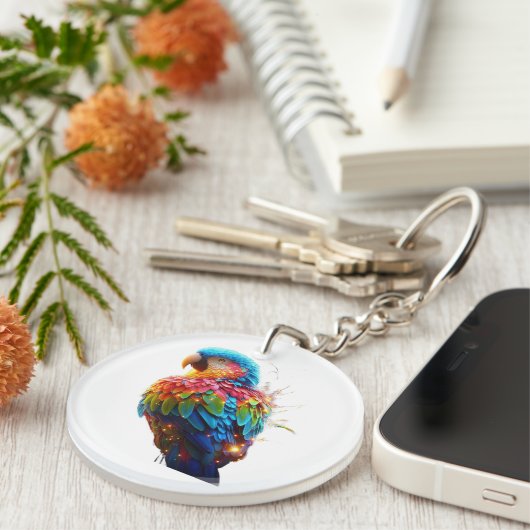 gloeiende papegaai sleutelhanger (Voorkant Rechts)