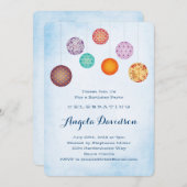 Gloeiende papieren lantaarns Blauwe verjaardag Kaart (Voorkant / Achterkant)