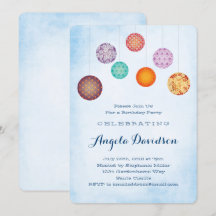 Gloeiende papieren lantaarns Blauwe verjaardag