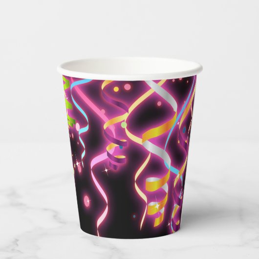 Gloeiende Party Lint Streamers Verjaardagsfeestje Papieren Bekers (Achterkant)