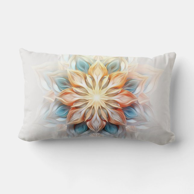Gloeiende pastelkleuren Mandala Kussen (Achterkant)