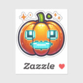 Gloeiende Pixel Pompoen Vinyl Retro Halloween Sticker (Vel)