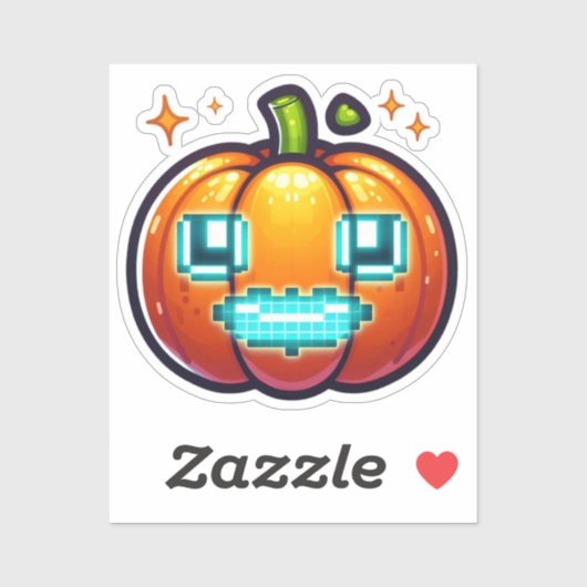 Gloeiende Pixel Pompoen Vinyl Retro Halloween Sticker (Vel)