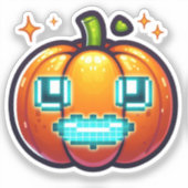 Gloeiende Pixel Pompoen Vinyl Retro Halloween Sticker (Voorkant)