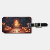 Gloeiende Pompoen Halloween Bagagelabel (Voorkant horizontaal)