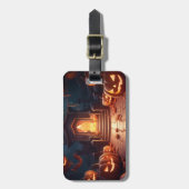 Gloeiende Pompoen Halloween Bagagelabel (Voorkant verticaal)