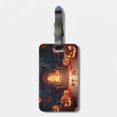 Gloeiende Pompoen Halloween Bagagelabel (Achterkant verticaal)