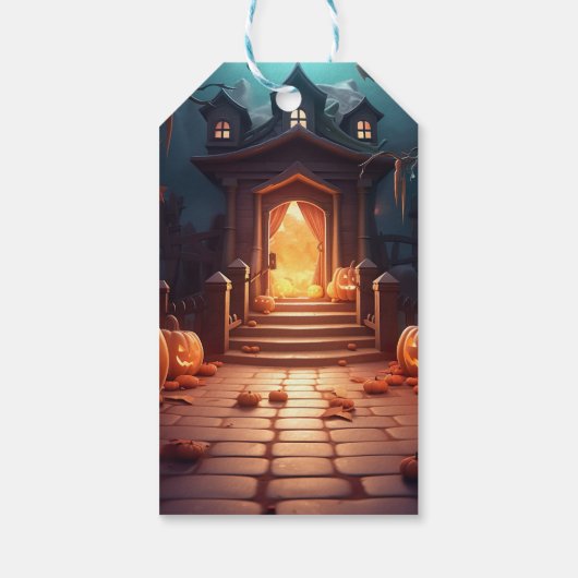 Gloeiende Pompoen Halloween Cadeaulabel (Achterkant)