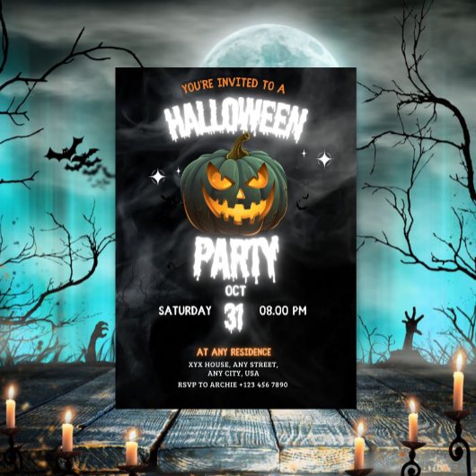 Gloeiende Pompoen Halloween Feest Kaart