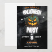 Gloeiende Pompoen Halloween Feest  Kaart (Voorkant / Achterkant)
