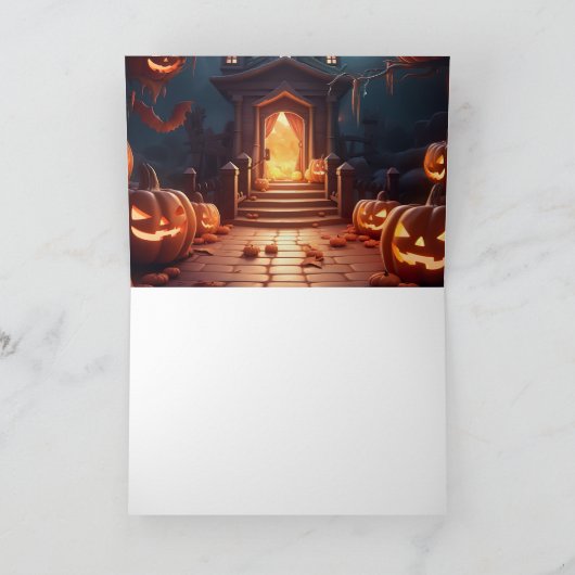 Gloeiende Pompoen Halloween Kaart (Binnen)