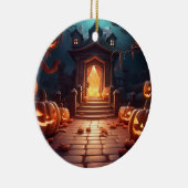 Gloeiende Pompoen Halloween Keramisch Ornament (Rechts)