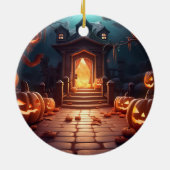 Gloeiende Pompoen Halloween Keramisch Ornament (Achterkant)