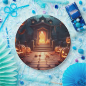 Gloeiende Pompoen Halloween Papieren Bordje (Feest)