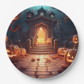 Gloeiende Pompoen Halloween Papieren Bordje (Voorkant)