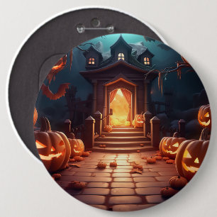 Gloeiende Pompoen Halloween Ronde Button 6,0 Cm
