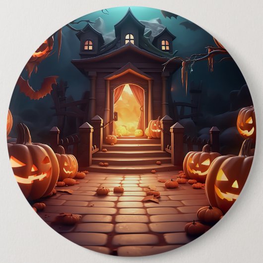 Gloeiende Pompoen Halloween Ronde Button 6,0 Cm (Voorkant)
