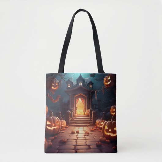 Gloeiende Pompoen Halloween Tote Bag (Voorkant)