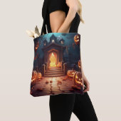 Gloeiende Pompoen Halloween Tote Bag (Dichtbij)