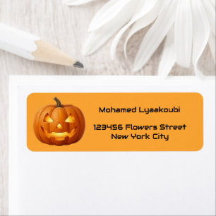 Gloeiende Pompoen Halloween Verzendlabel Etiket