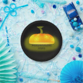 Gloeiende pompoen herfst uniek zwart oranje papieren bordje (Feest)