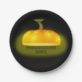 Gloeiende pompoen herfst uniek zwart oranje papieren bordje (Voorkant)