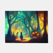Gloeiende pompoenen in Spooky Forest Halloween Deurmat (Voorkant)
