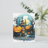 Gloeiende pompoenen na maanlicht briefkaart (Staand voorkant)