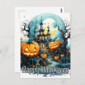 Gloeiende pompoenen na maanlicht briefkaart (Voorkant / Achterkant)