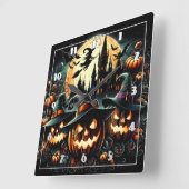 Gloeiende pompoenen onder de volle maan vierkante klok (Hoek)