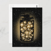 Gloeiende pot van vuurvliegen met nachtsterren briefkaart (Voorkant / Achterkant)