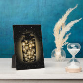 Gloeiende pot van vuurvliegjes met nachtsterren fotoplaat (Zijkant)