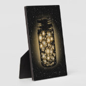 Gloeiende pot van vuurvliegjes met nachtsterren fotoplaat (Zijkant)