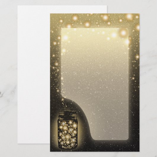 Gloeiende pot van vuurvliegjes met nachtsterren ni briefpapier (Voorkant / Achterkant)