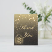 Gloeiende pot van vuurvliegjes nachtsterren dank u briefkaart (Staand voorkant)