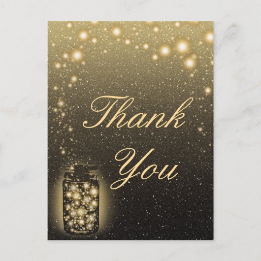 Gloeiende pot van vuurvliegjes nachtsterren dank u briefkaart (Voorkant)