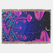 Gloeiende Psychedelic Mushroom Forest Night Deken (Voorkant)