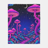 Gloeiende Psychedelic Mushroom Forest Night Fleece Deken (Voorkant)