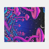 Gloeiende Psychedelic Mushroom Forest Night Fleece Deken (Voorkant (Horizontaal))