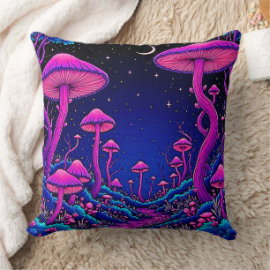 Gloeiende Psychedelic Mushroom Forest Night Kussen