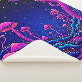 Gloeiende Psychedelic Mushroom Forest Night Sherpa Deken (3/4)