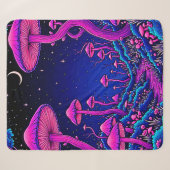 Gloeiende Psychedelic Mushroom Forest Night Sherpa Deken (Voorkant (horizontaal))