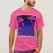 Gloeiende Psychedelic Mushroom Forest Night T-shirt (Voorkant)