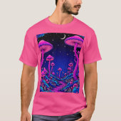 Gloeiende Psychedelic Mushroom Forest Night T-shirt (Voorkant)