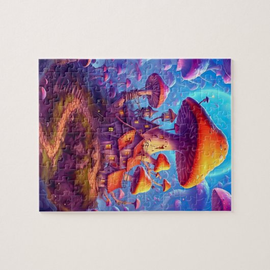 Gloeiende psychedelische paddenstoelen puzzel legpuzzel (Horizontaal)