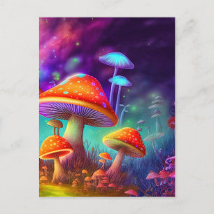 Gloeiende psychedelische paddestoel Illustratie Briefkaart