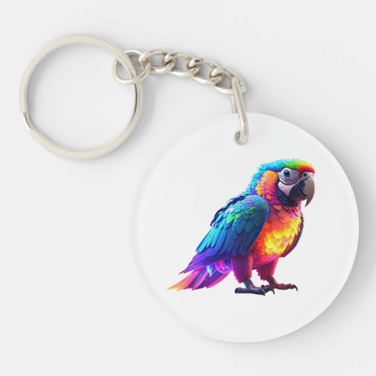 gloeiende regenboogpapegaai sleutelhanger (Voorkant)