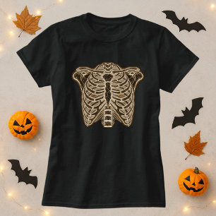 Gloeiende Ribcage Skeleton Halloween T-shirt