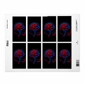 Gloeiende Rode Blauwe Roos Decal Etiket (Full Sheet)